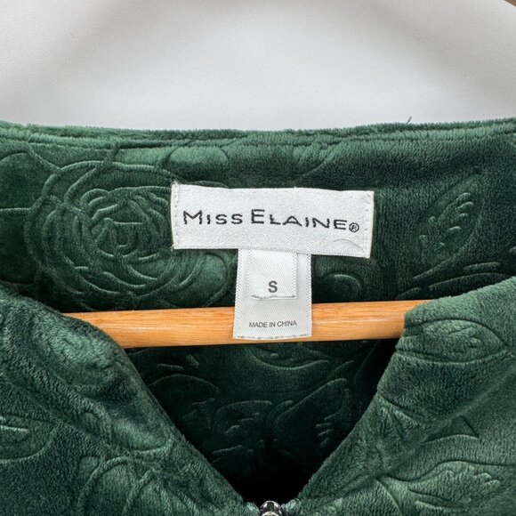 Miss Elaine Full Zip Gown Robe Womens Small Green Fleece Polyester Pockets - Picture 4 of 9